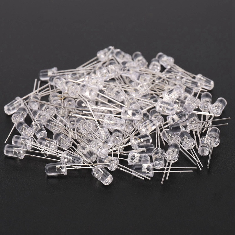 100 chiếc 5mm Đèn điốt LED trắng DC 3V 20mA Đèn bóng đèn Linh kiện điện tử Điốt phát sáng