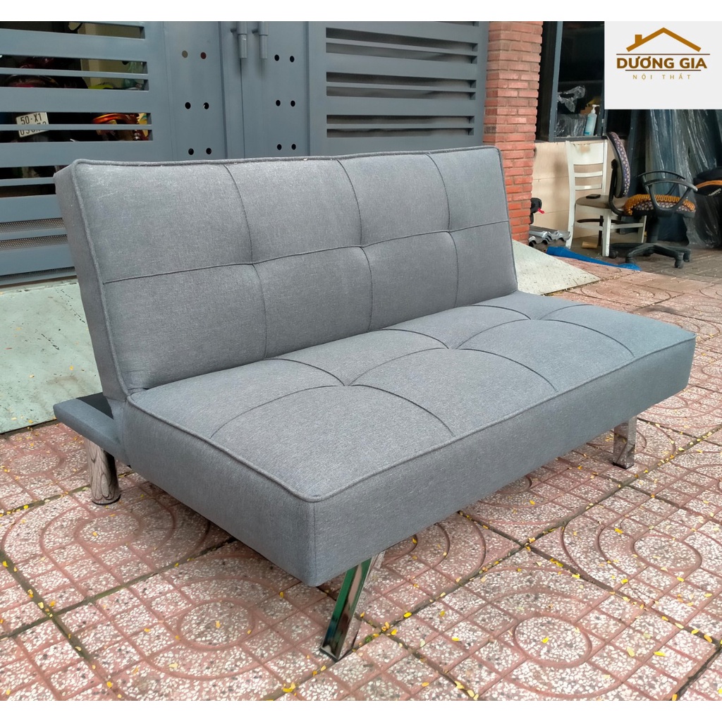 Sofa xám lông chuột, sofa mini vải bố, sofa giường chân sắt 1m2 cao cấp