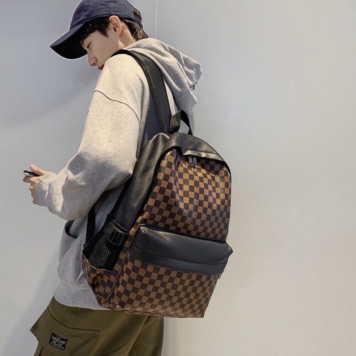 Balo da nam nữ, Balo LV, Cặp đi học thời trang học sinh unisex cao cấp da pu chống nước Ba lô laptop 15.6inh PUKA