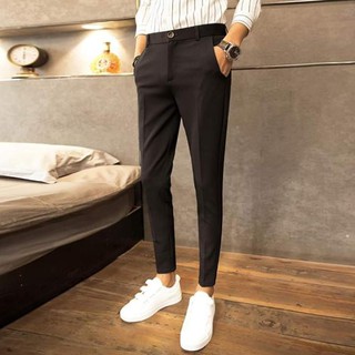 Quần tây nam đen ống côn Hàn Quốc vải co giãn mát mẻ