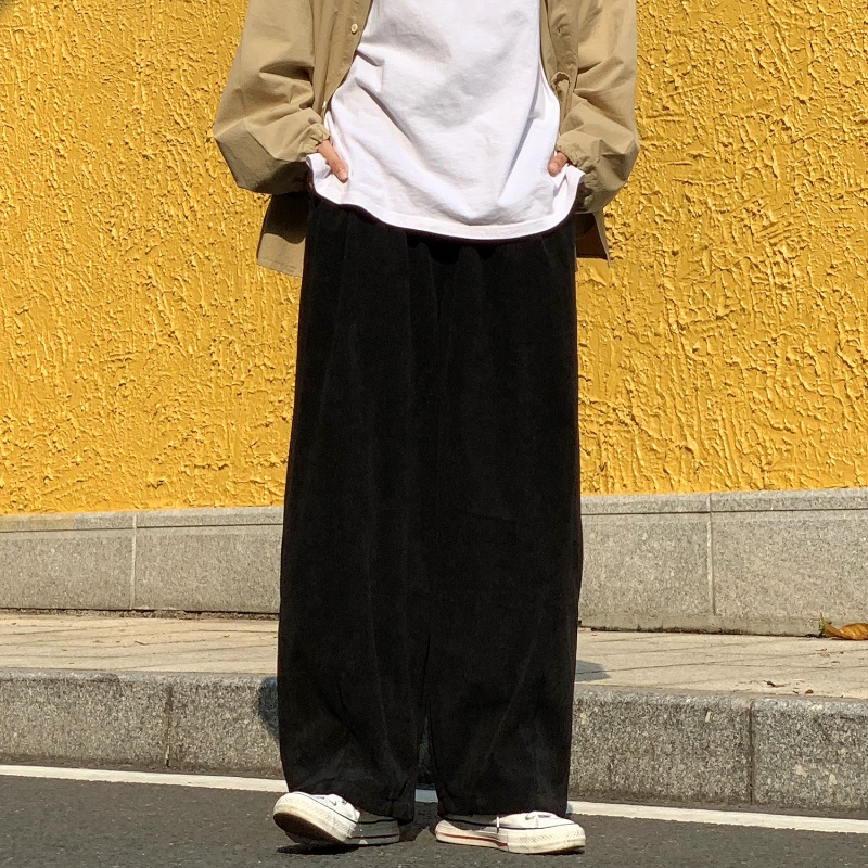 Quần ống rộng phong cách đường phố Nhật Bản retro cho nữ