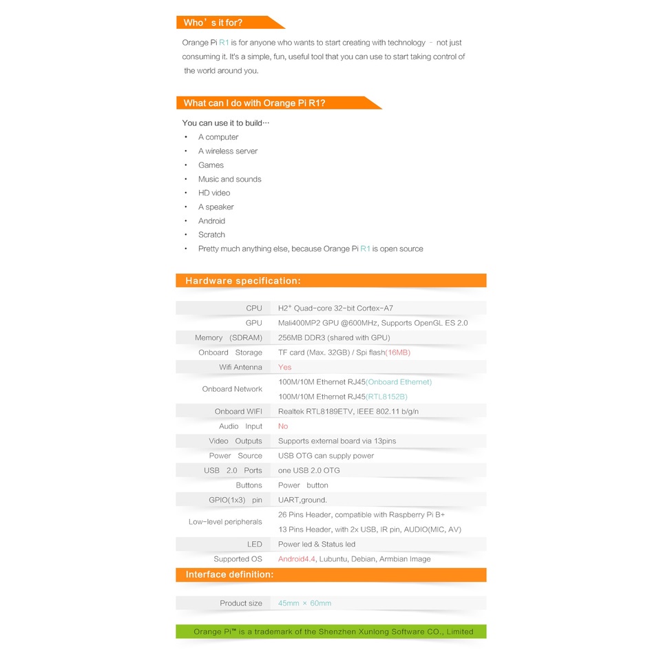 Bảng Mạch Cortex-A7 R1 256mb H2 Lõi Tứ | BigBuy360 - bigbuy360.vn