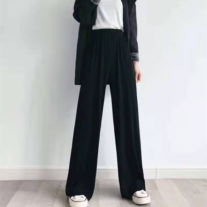Quần dài IELGY lưng cao ống rộng màu trơn thời trang hè cho nữ
