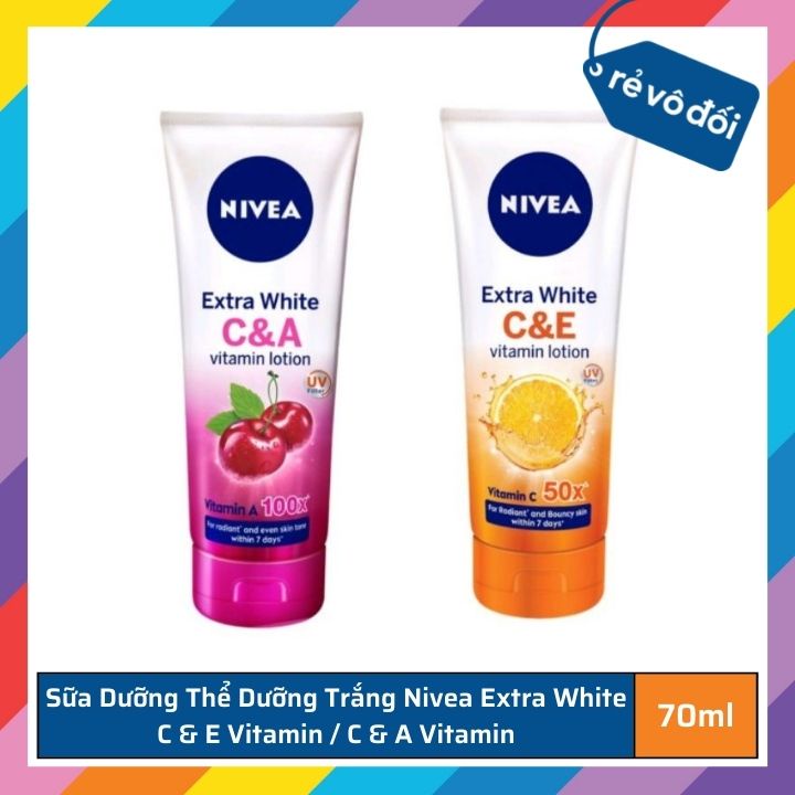 Sữa dưỡng thể dưỡng trắng Nivea Extra White C & E Vitamin / C & A Vitamin 180ml - Thái Lan