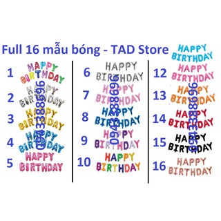THANH LÝ NGHỈ BÁN - ( tặng kèm dây treo ) combo 13 bóng chữ sinh nhật HAPPY BIRTHDAY full 16 mẫu