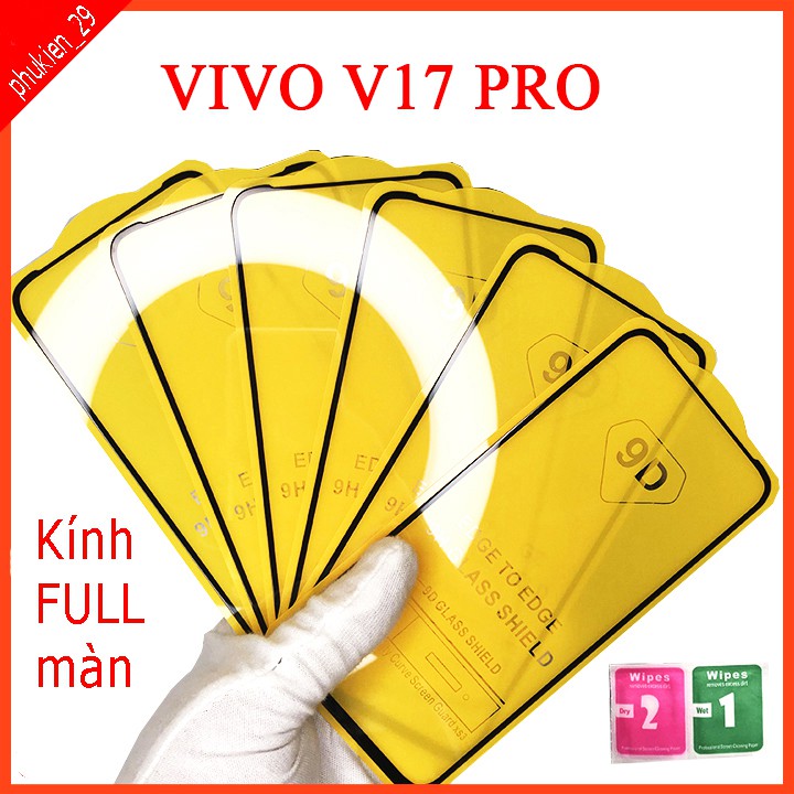 Kính cường lực VIVO V17 PRO, Kính cường lực full màn hình, Ảnh thực shop tự chụp, tặng kèm bộ giấy lau kính TAIYOSHOP4