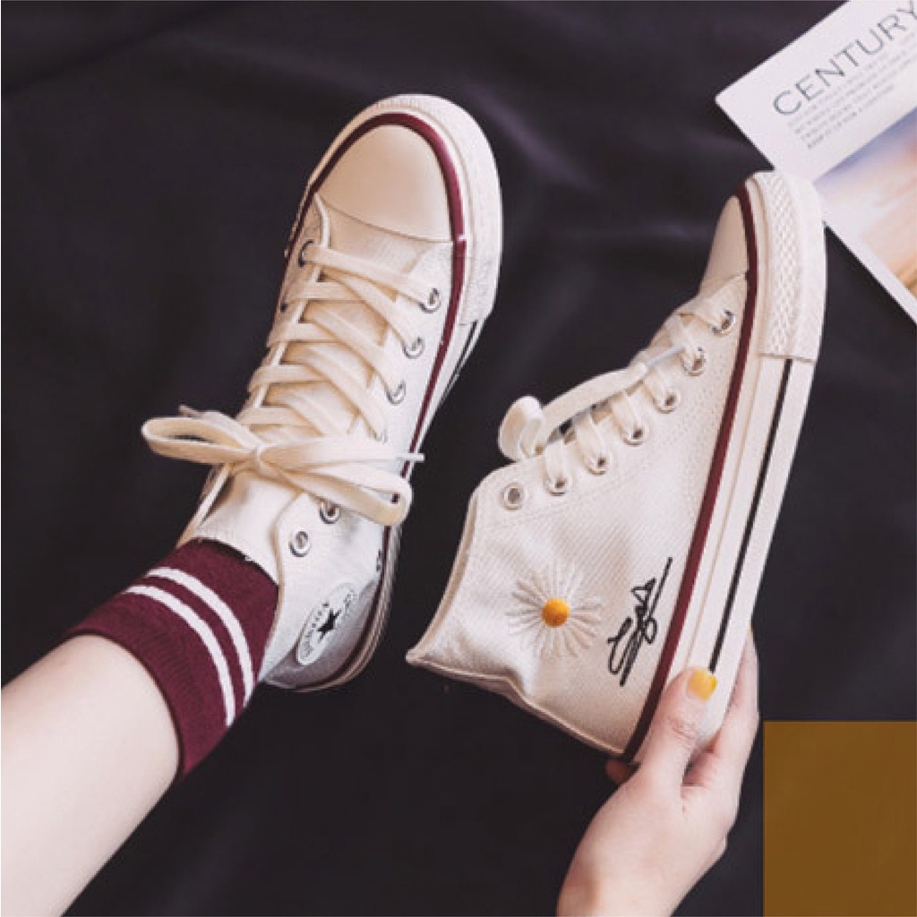 Giày Vải Canvas Nữ Cao Cổ Thiết Kế Basic Thời Trang  Bluewind 68853