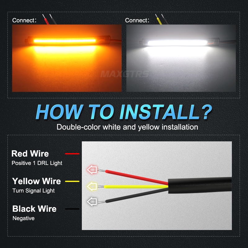 Dây Đèn LED Xi Nhan DRL 12V Màu Trắng Hổ Phách Dành Cho Xe Mô Tô MAXGTRS