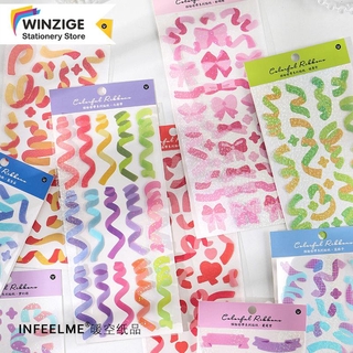 sticker decor top loader Nhãn dán Winzige hình dây ruy băng nhiều màu sắc trang trí album/sổ nhật kí/quà tặng