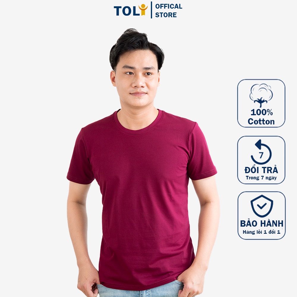 Áo Thun Nam Cổ Tròn TOLI, Chất Cotton 4 Chiều Mềm Mịn, Co Dãn, Form Suông Cơ Bản [Tím Nho-BM24]