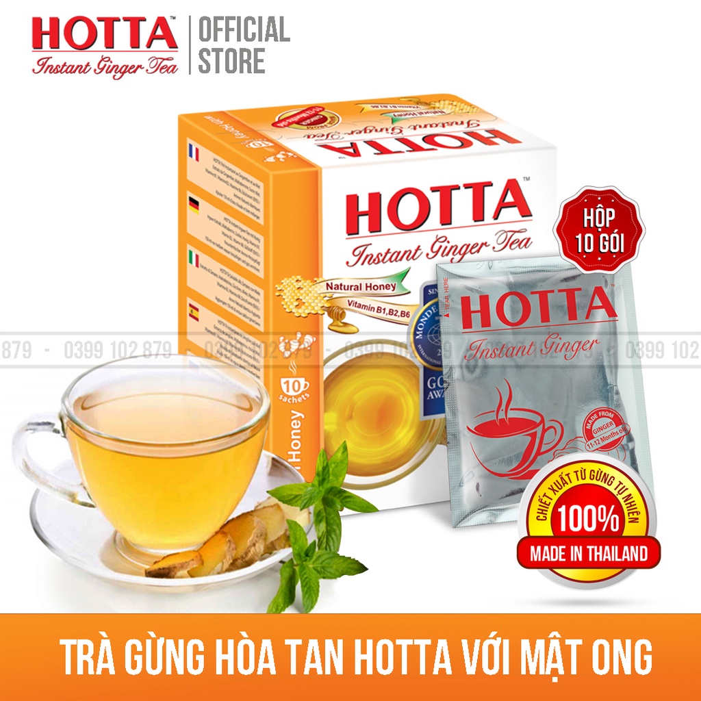 Trà Gừng Hòa Tan HOTTA Mật Ong 150g - Hộp 10 Gói | BigBuy360 - bigbuy360.vn