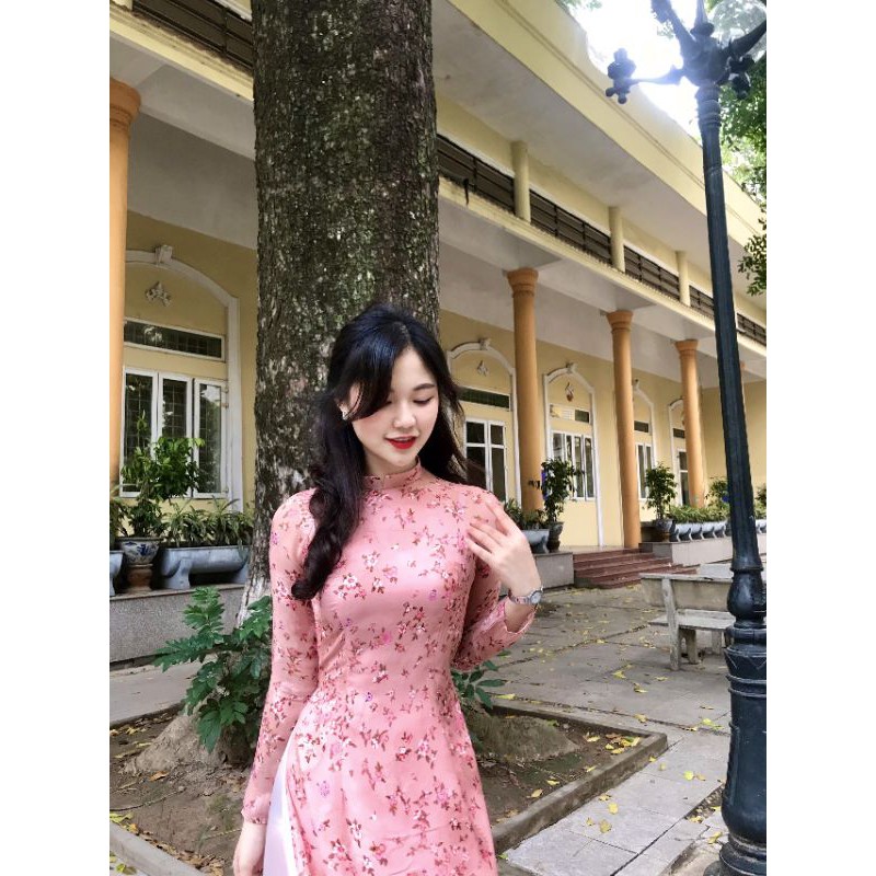 Áo dài đẹp ⚡FREESHIP⚡ Áo dài truyền thống 4 tà hoa nhí may sẵn  AD626