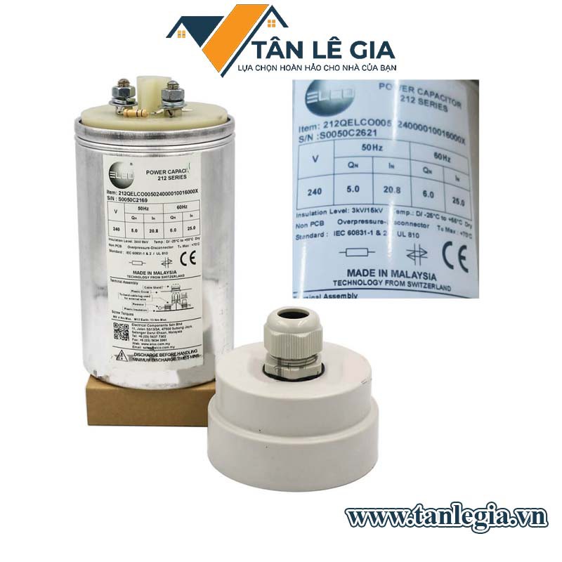 Elco 700QELCO0050M: Tụ bù 1 pha 5Kvar 240V 50Hz