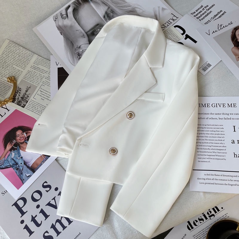 Áo Khoác Blazer Dáng Ngắn Màu Trắng Thời Trang Cao Cấp Cho Nữ