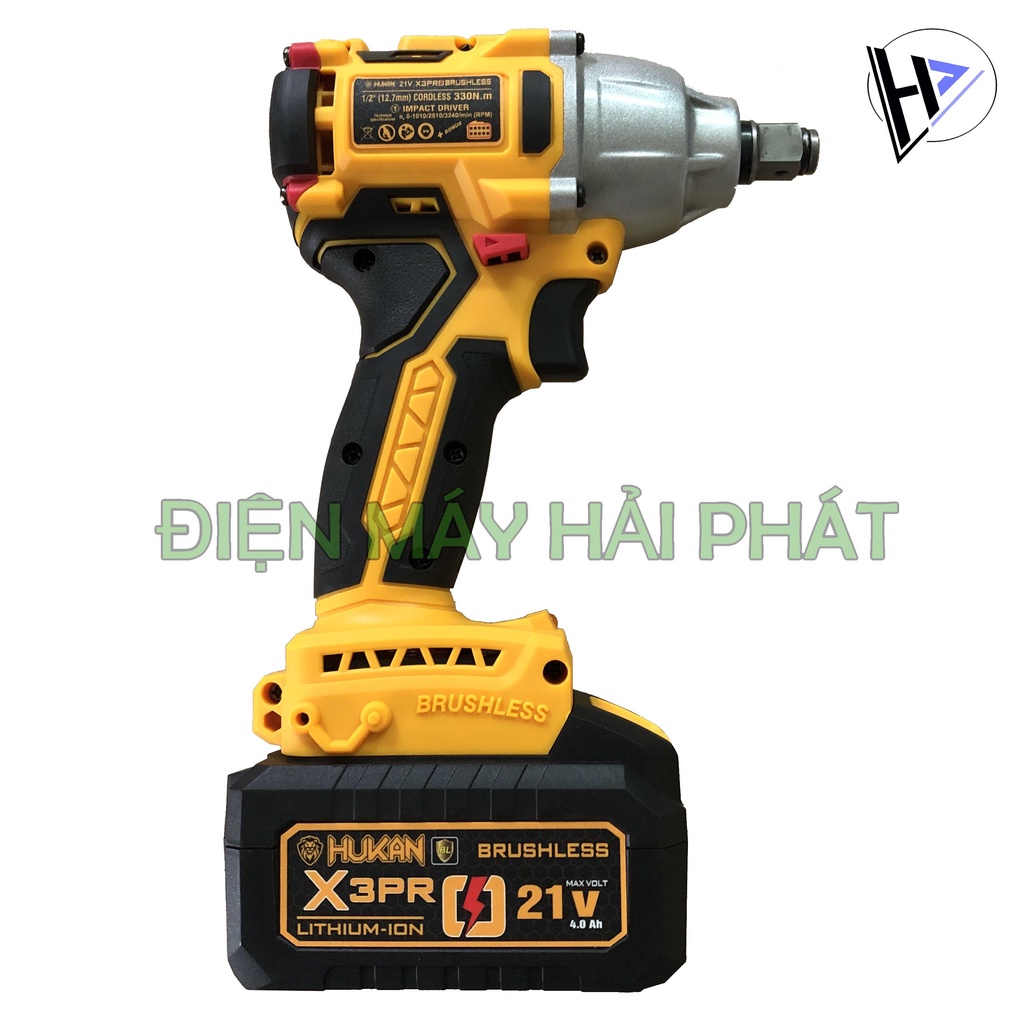 Máy siết bulong HUKANX3 dùng pin không chổi than 21V Hukan X3 Pro - Tặng 1 Đầu chuyển bắt vít - Kèm 2 pin