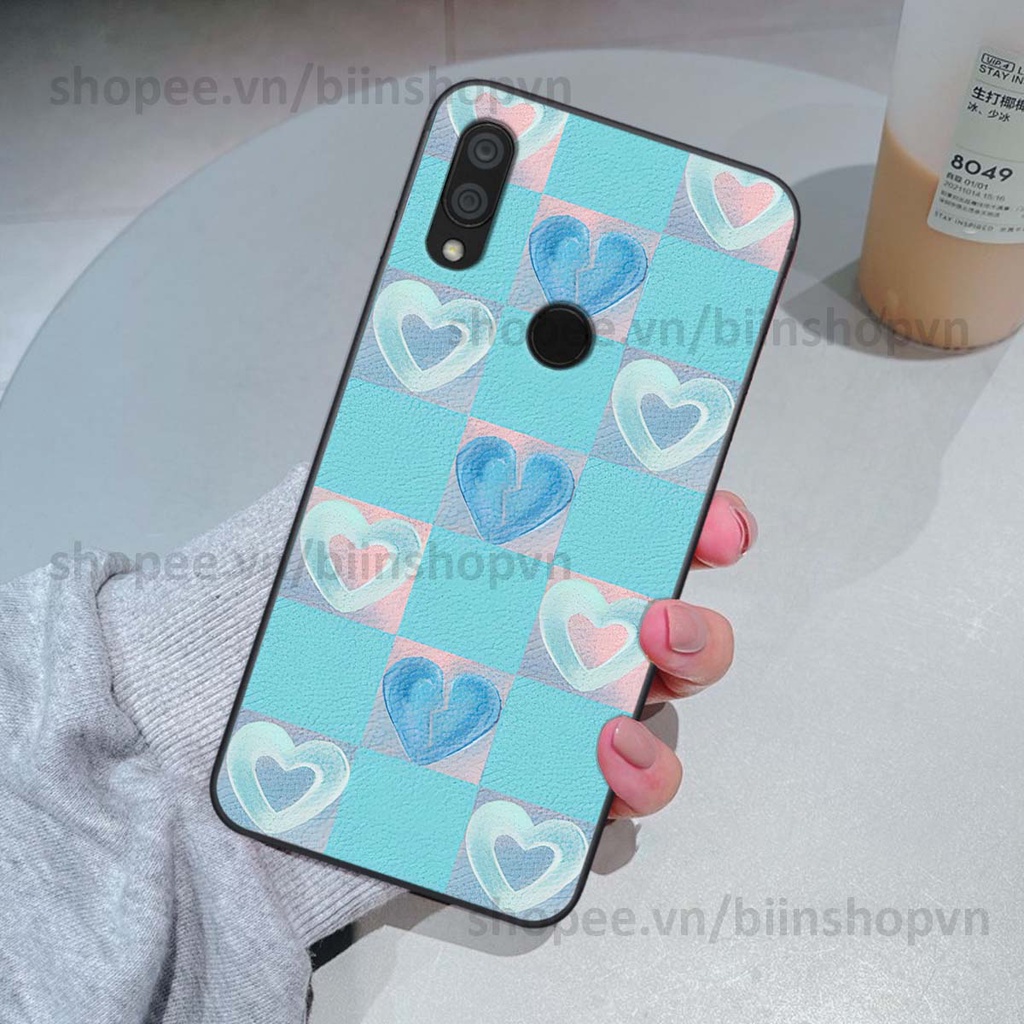 Ốp Xiaomi Redmi 7 caro trái tim nhiều màu sắc, đầy cá tính, khẳng định phong cách