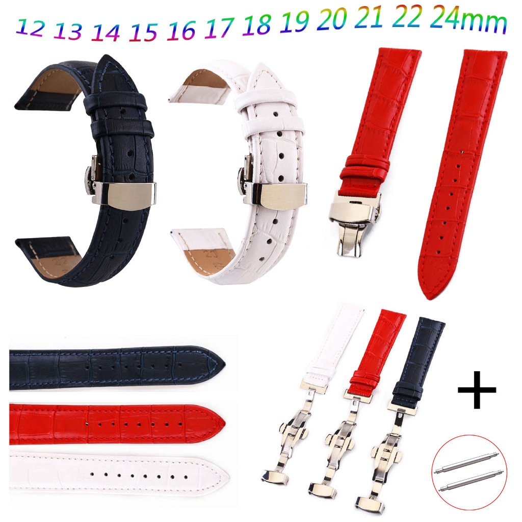 Dây đeo đồng hồ bằng da 12 13 14 15 16 17 18 19 20 21 22 24mm