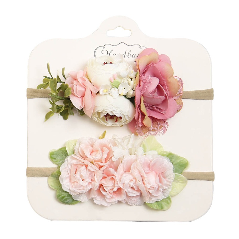 Set 2 Băng Đô Đội Đầu Bằng Nylon Co Giãn Gắn Hoa Giả Cho Bé Gái