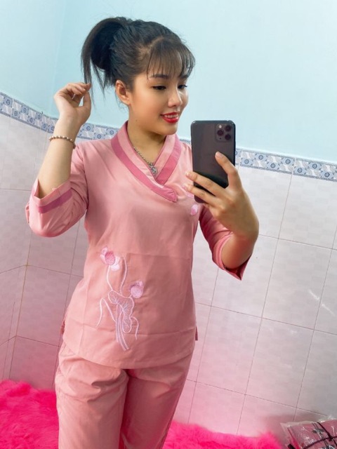 Áo lam đi chùa,đồ bộ đi chùa .tim bầu