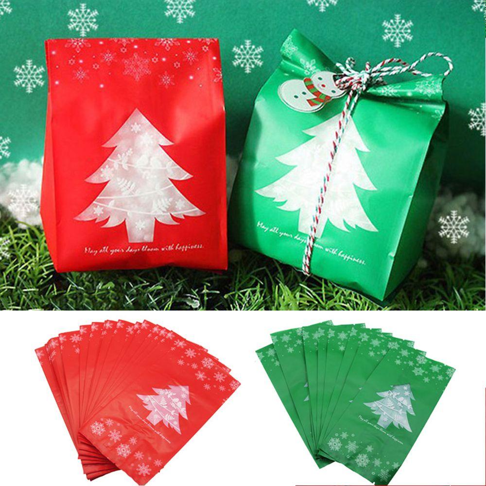 YOLA Set 5 / 10 Túi Nhựa Đựng Kẹo Họa Tiết Giáng Sinh