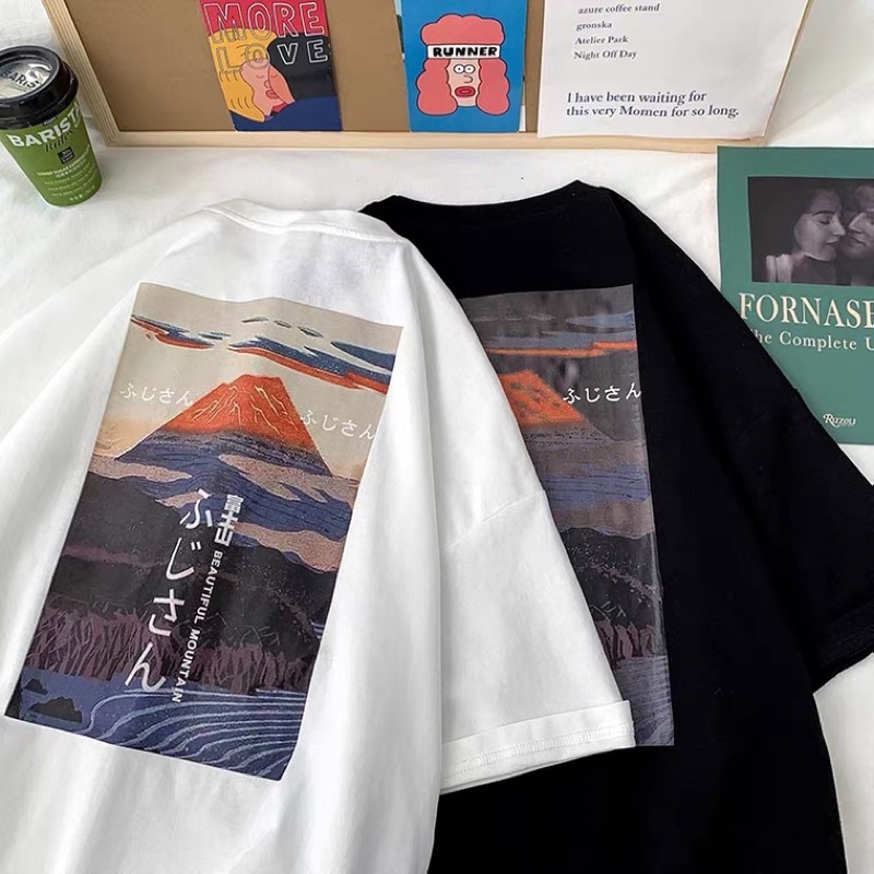 Áo thun tay lỡ nam nữ, áo phông unisex form rộng chất cotton mát mịn thấm hút mồ hôi in hình Núi.