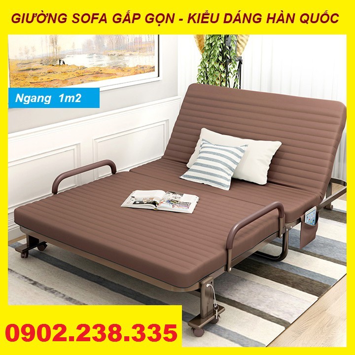 [ SALE ] Giường Sofa Gấp Gọn - Kiểu Dáng Hàn Quốc - Di Chuyển Linh Hoạt .KT 1m2 x 1m92