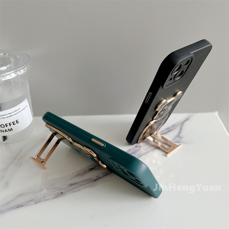 Ốp Điện Thoại Da Mềm Đế Kim Loại Cho IPhone 14 13 12 11 Pro Max X Xs Max Xr 7 8 Plus