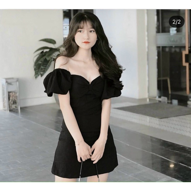 đầm đen bẹt vai
