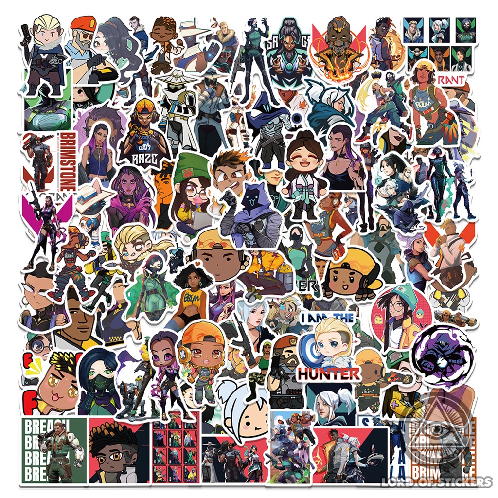 Set 100 Hình Dán Valorant Sticker Nhân Vật Game Chống Thấm Nước Trang Trí Mũ Bảo Hiểm, Laptop, Ván Trượt, Sổ, Đàn Guitar