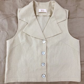 Áo sát nách croptop linen cổ danton
