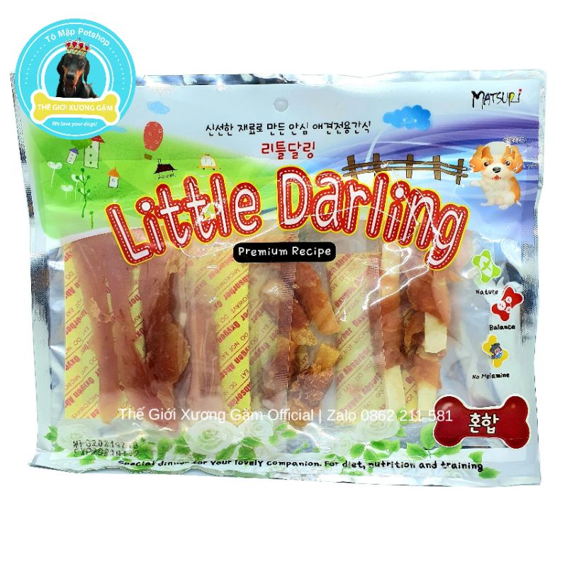 KHÔ GÀ MIX 4 MẪU SNACK LITTLE DARLING HÀN QUỐC CHO CHÓ 300GR