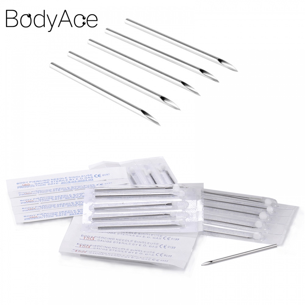1 Bộ Dụng Cụ Xỏ Khuyên Bằng Thép Không Gỉ 316L 12/14/16/18/20G