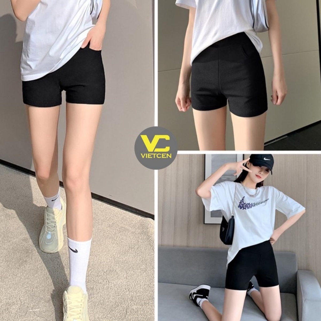 Quần Black Funoff Short Biker Short Dáng Ngắn Nữ Nâng Mông Mùa Hè Năng Động VIETCEN