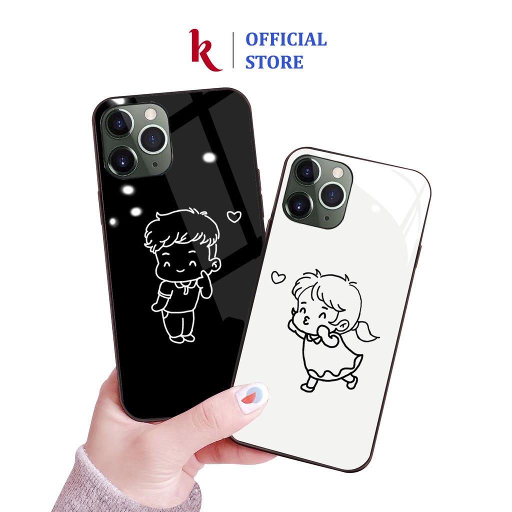 Ốp lưng iphone kính cặp đôi yêu thương K11 case 14plus 14 pro max 13 12 promax 11 mini 6 6s 7 8 plus x xr xs Se