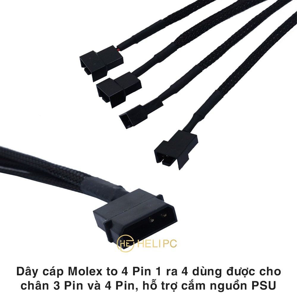 Dây chuyển đổi PSU Molex sang 4 Pin 1 ra 4 cáp Molex sang 4 pin Fan Case