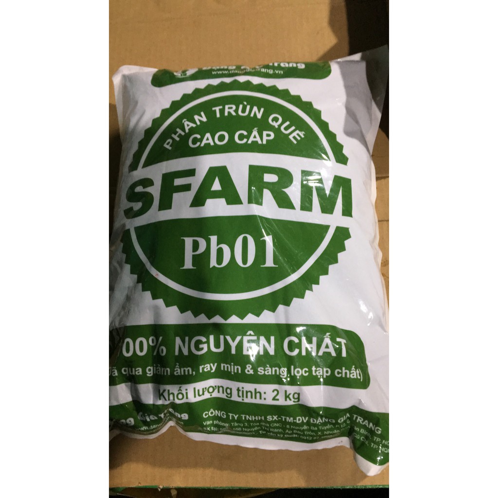 PHÂN TRÙN QUẾ  SFARM PB01 - BAO 2KG
