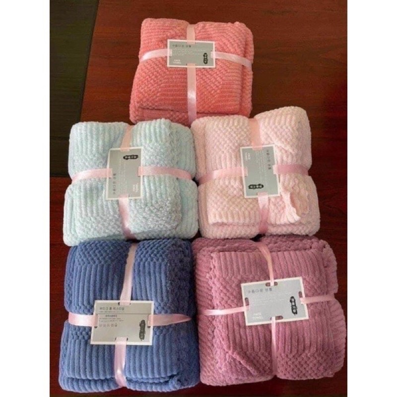 Set 2 khăn tắm lông cừu xuất haà cỡ lớn siêu mềm mịn và thấm nước tốt