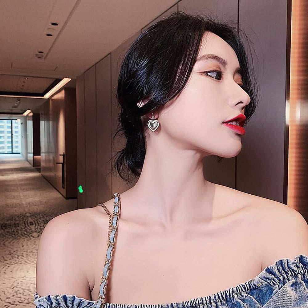 Khuyên Tai Lủng Lẳng Đính Đá Đơn Giản Thời Trang Hàn Quốc Cho Nữ