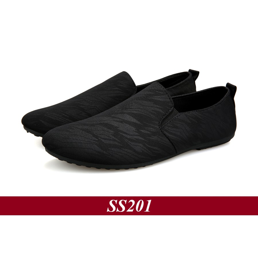 Giày Lười Nam Hàn Quốc Màu Đen Giày lười vải phong cách