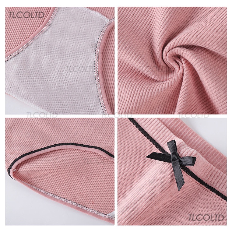 Quần lót nữ cotton gân tăm phối nơ kháng khuẩn co giãn siêu thoáng mát