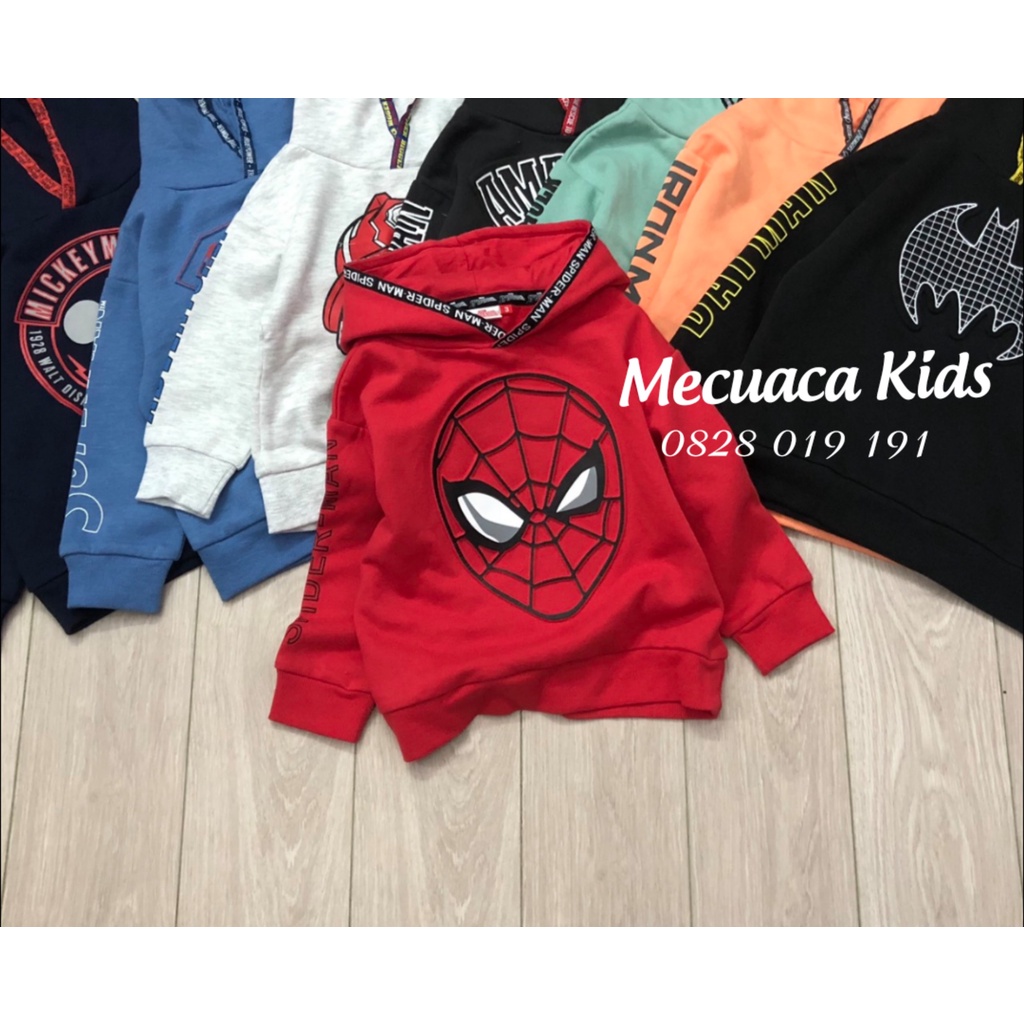 [2-12y] Áo nỉ bông có mũ hoodie dài tay siêu anh hùng Marvel/siêu nhân/người nhện/người dơi cho bé/bé trai