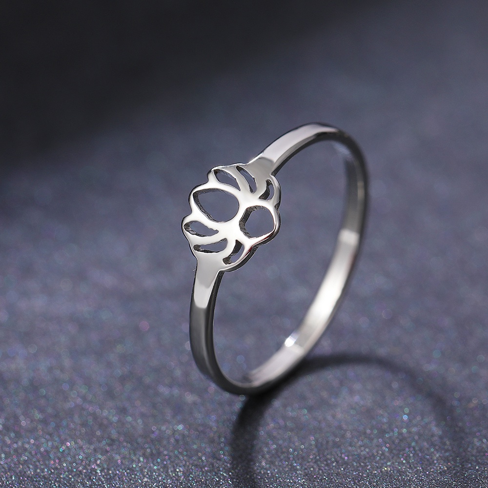 Nhẫn Thép Không Gỉ Hình Hoa Sen Phong Cách Vintage Thời Trang Cho Nữ