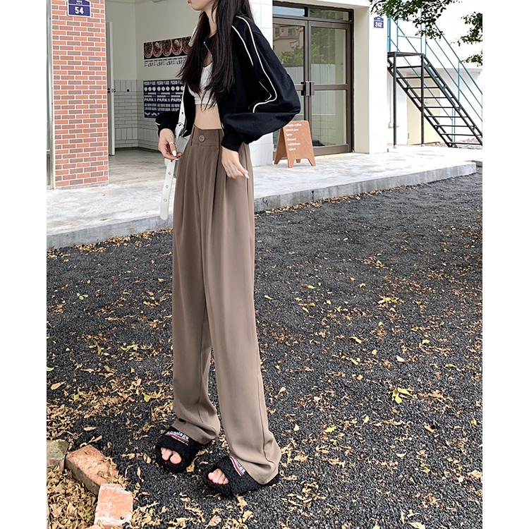 Quần ống rộng Lưng Cao Phong Cách Hàn Quốc Dành Cho Nữ