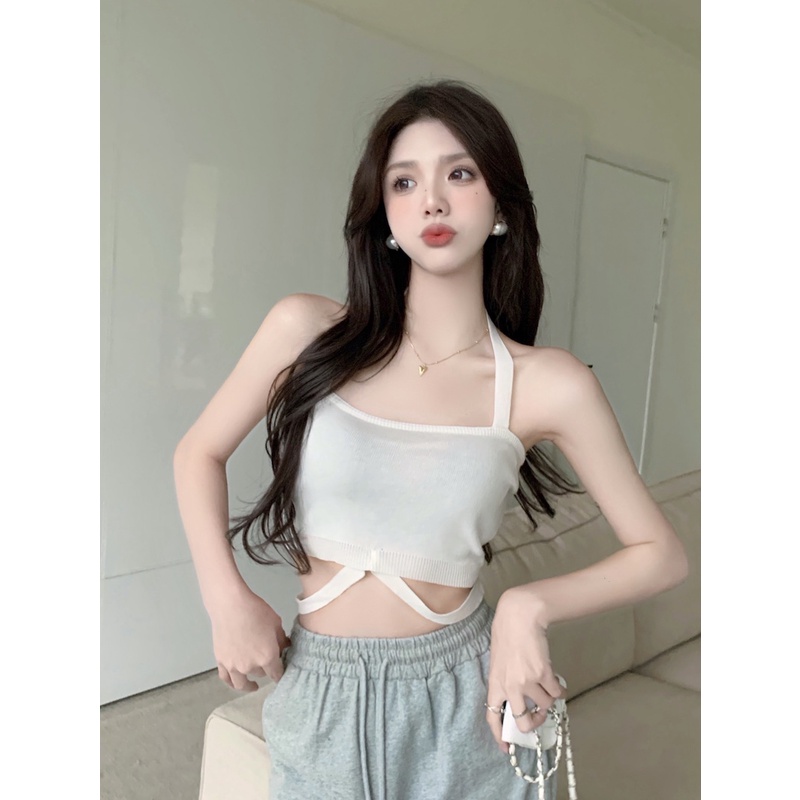 Cocory vn Áo Croptop Dệt Kim Hở Vai Thời Trang Quyến Rũ Cho Nữ