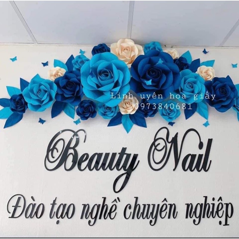 Set hoa giấy grang trí tiệm nail mi spa