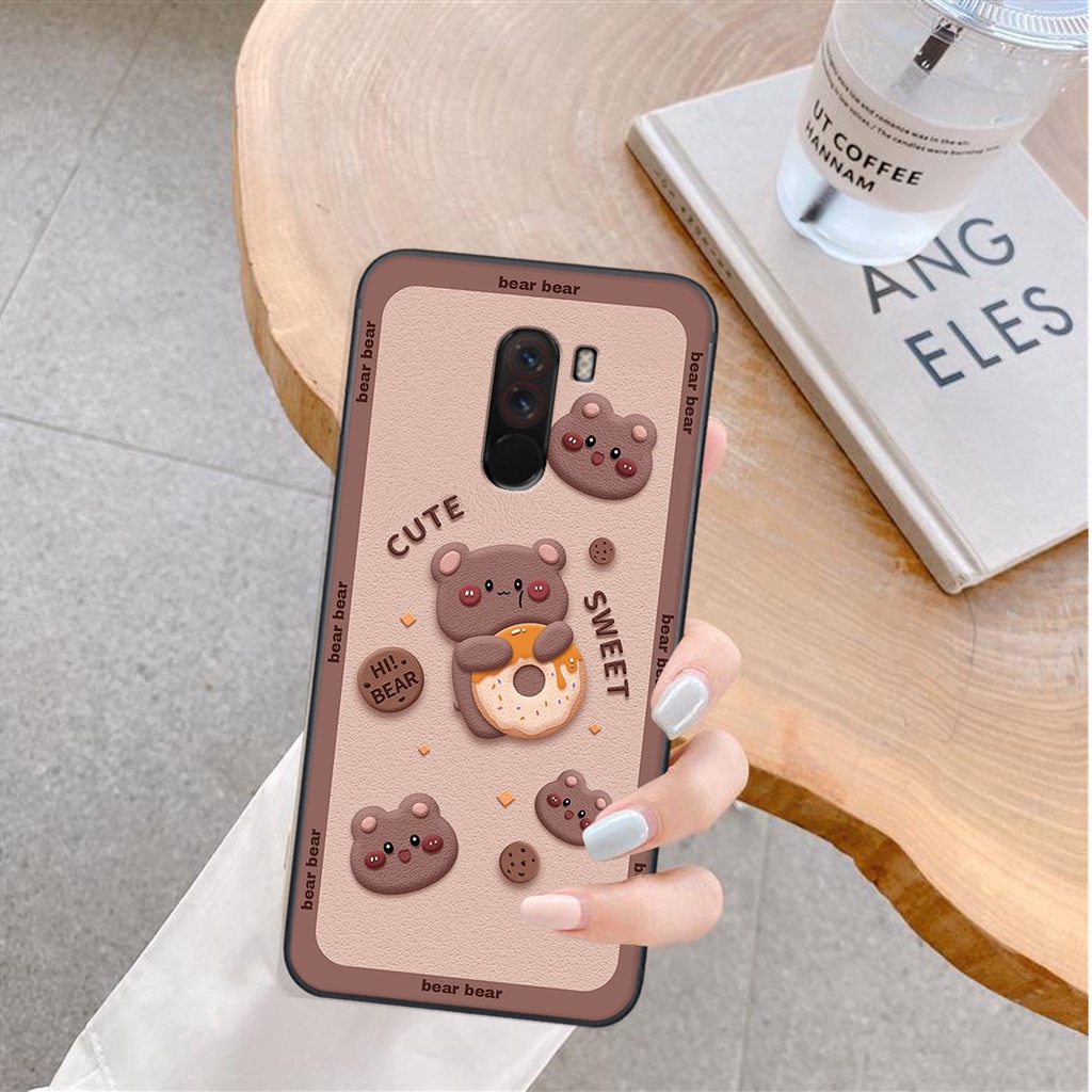 Ốp lưng Xiaomi POCO PHONE F1 in hình Gấu nâu - hồng, Gấu Be@rick  cực CUTE, DỄ THƯƠNG