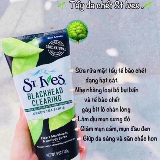 Sữa rửa mặt tẩy da chết st.lves trà xanh nội địa mỹ