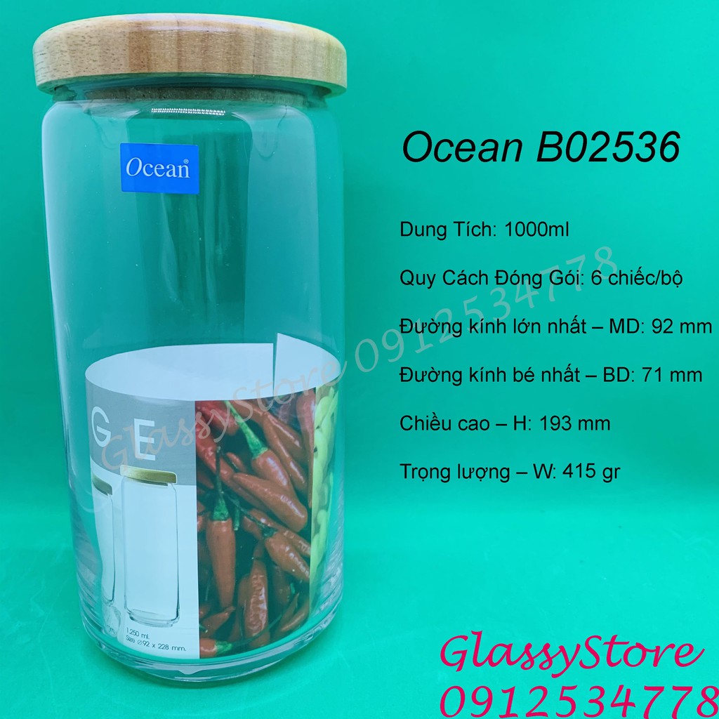 Lọ (hũ) Thủy Tinh Ocean Pop Jar - 325ml / 500ml / 650ml / 750ml / 1000ml (Hàng nhập khẩu Thái Lan chính hãng)