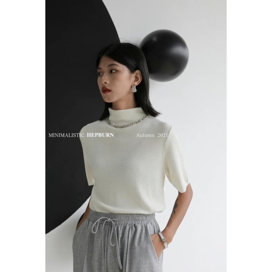 Áo giữ nhiêt len Delys cổ 5 phân thu đông