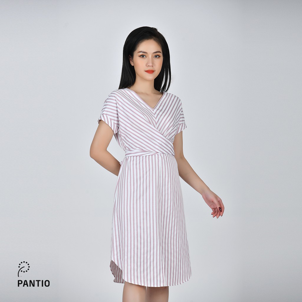 Đầm dạo phố chất liệu thô họa tiết kẻ dáng suông FDP32763 - PANTIO